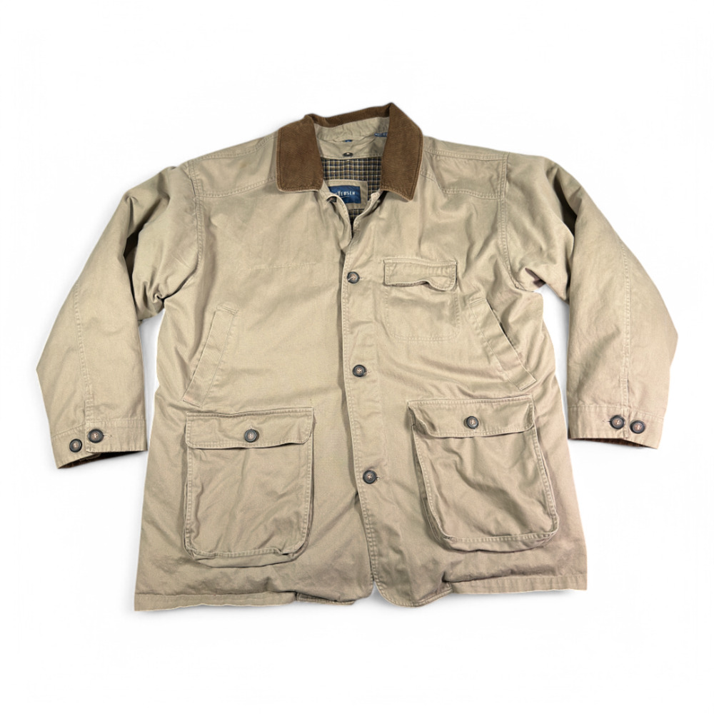 Vintage Van Heusen Chore Coat Adult EXTRA LARGE Brown Canvas Lined Quilted Barn
